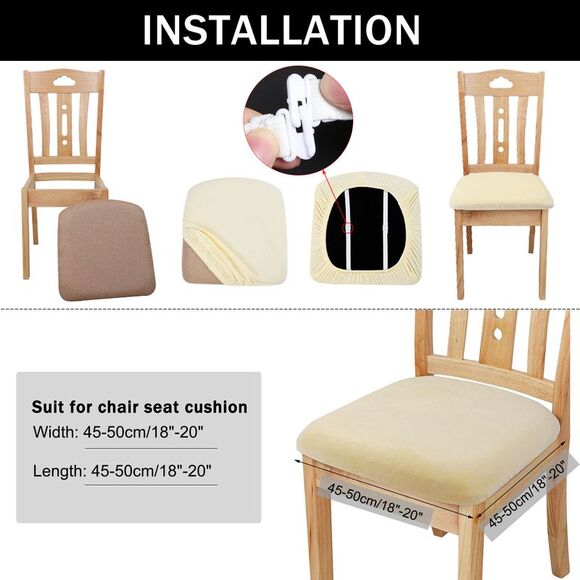 4Pcs Velvet Dinning Chair Seat Cover Slipcovers Cream White - Picture 4 of 6